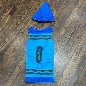 Blue Crayon Costume with Hat kids size SMALL(4-6)